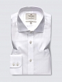 картинка Mens Formal White Herringbone Fitted Slim Shirt Windsor Collar Single Cuff Easy Iron от магазина  Fineshirt 